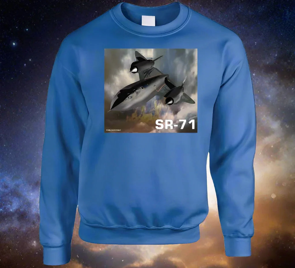 Sweatshirt: SR-71 Blackbird aircraft design on cozy Smiling Wombat sweatshirt