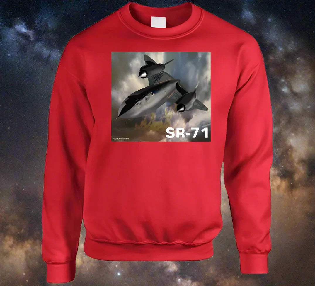 Sweatshirt: SR-71 Blackbird aircraft design on cozy Smiling Wombat sweatshirt