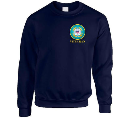 United States Coast Guard Veteran Left Chest T Shirt - Smiling Wombat