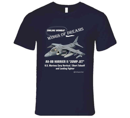 U.S Marine Harrier - "Jump Jet" Dark T Shirt T-Shirt Smiling Wombat