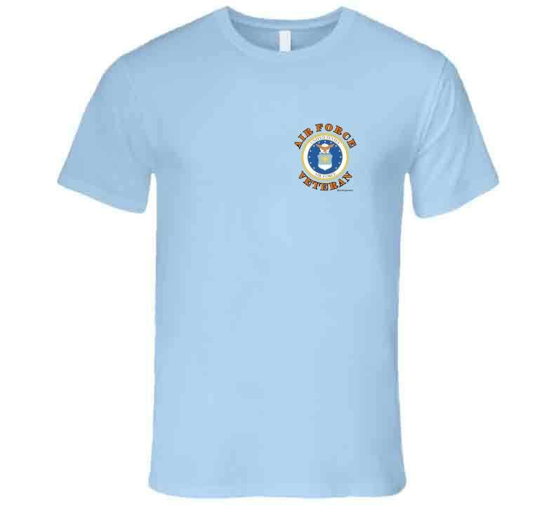 Veteran USAF-Left Chest Print T Shirt - Smiling Wombat