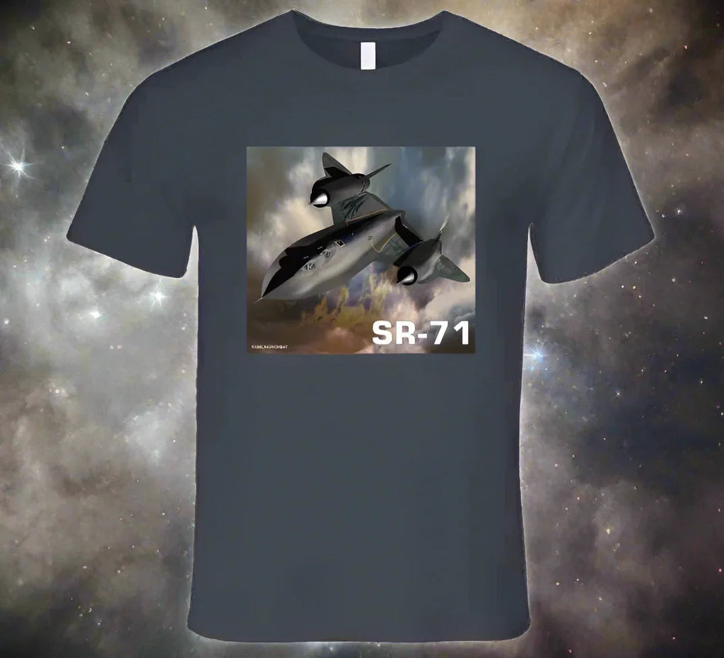 T-shirt: SR-71 Blackbird jet graphic on Smiling Wombat T-shirt