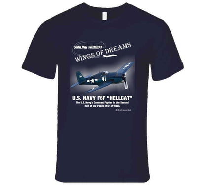 U.S. Navy Hellcat - Black/Navy T-Shirt - Smiling Wombat