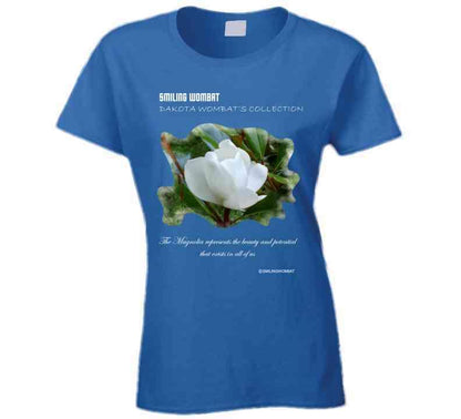Magnolia Blossom Ladies T Shirt T-Shirt Smiling Wombat