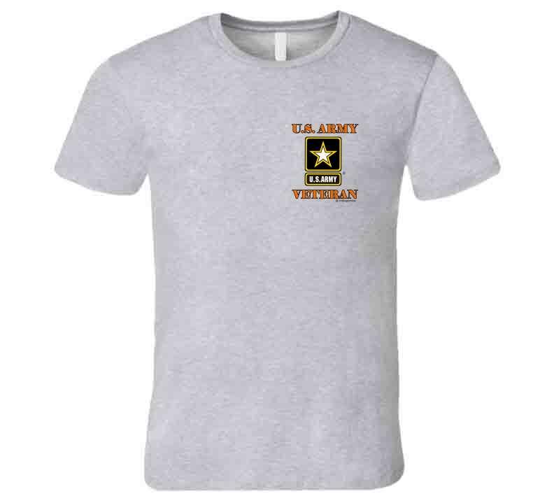 US Army Veterans-New Logo Left Chest Print T Shirt T-Shirt Smiling Wombat