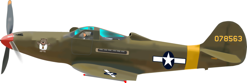 Bell P39 Airacobra - Black/Navy T-Shirt - Smiling Wombat