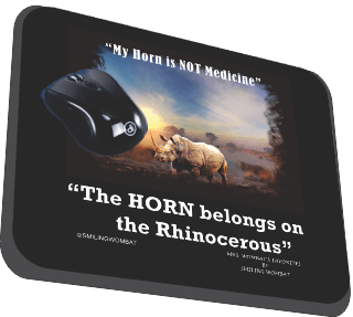 Rhino Horns are Not Medicine - Rhino Mouse Pad Mouse Pads Smiling Wombat